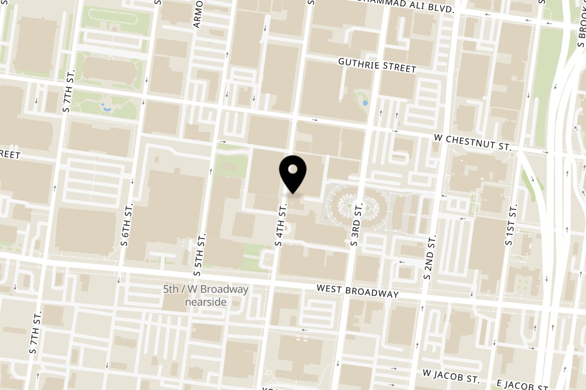 Map showing the location of Safier Mediterraneann Deli on 641 S 4th St in Louisville